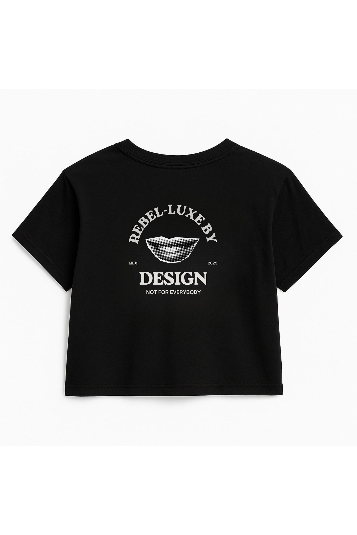 Crop top negro minimalista de algodón con estampado DOPAMYN