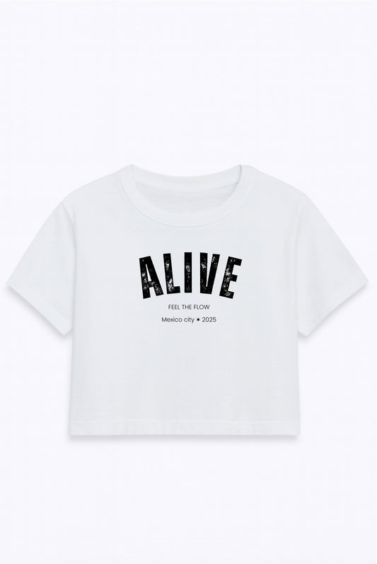 Crop top Alive de algodón para mujer, diseño minimalista y cómodo de DOPAMYN.