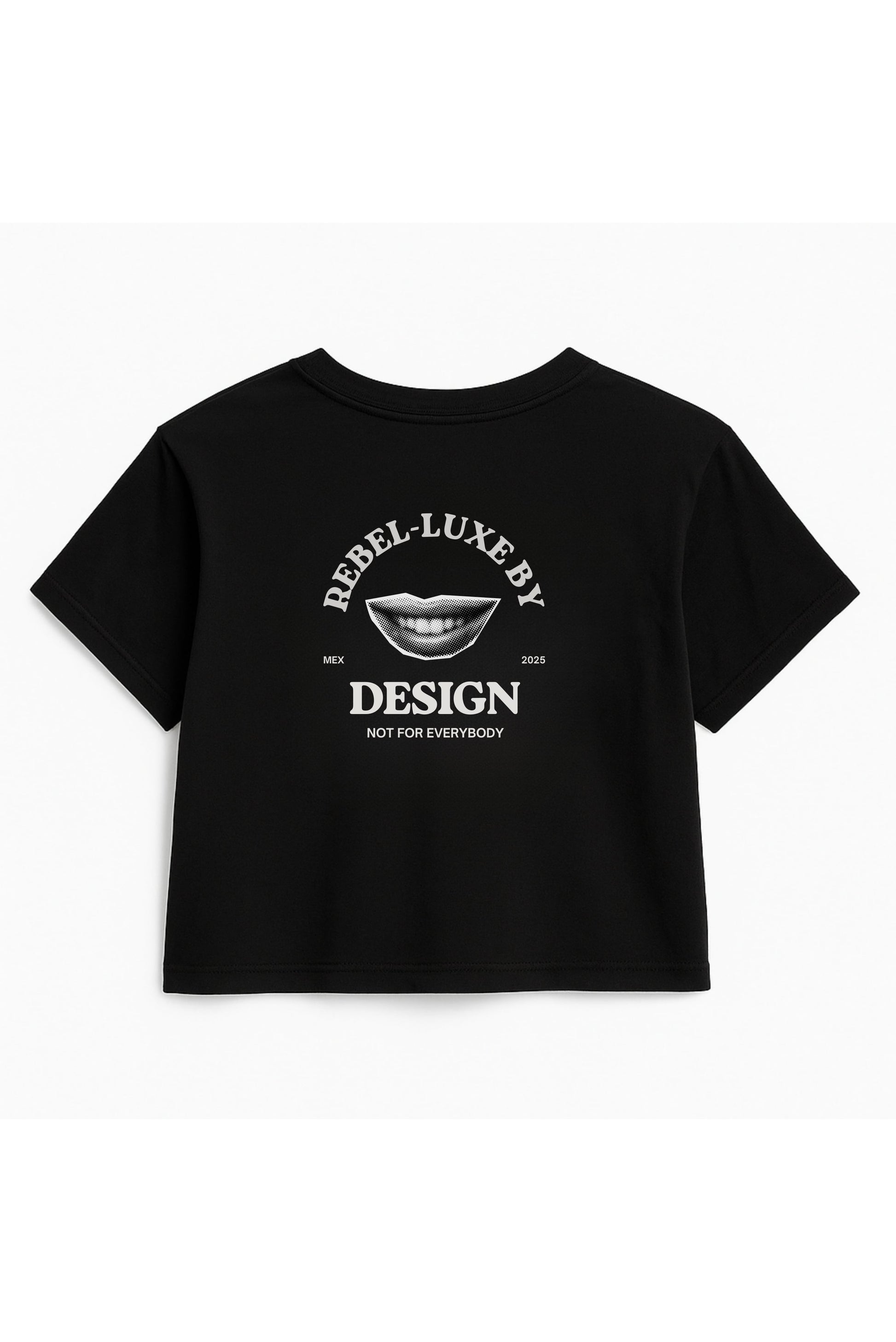 Crop top negro minimalista de algodón con estampado DOPAMYN