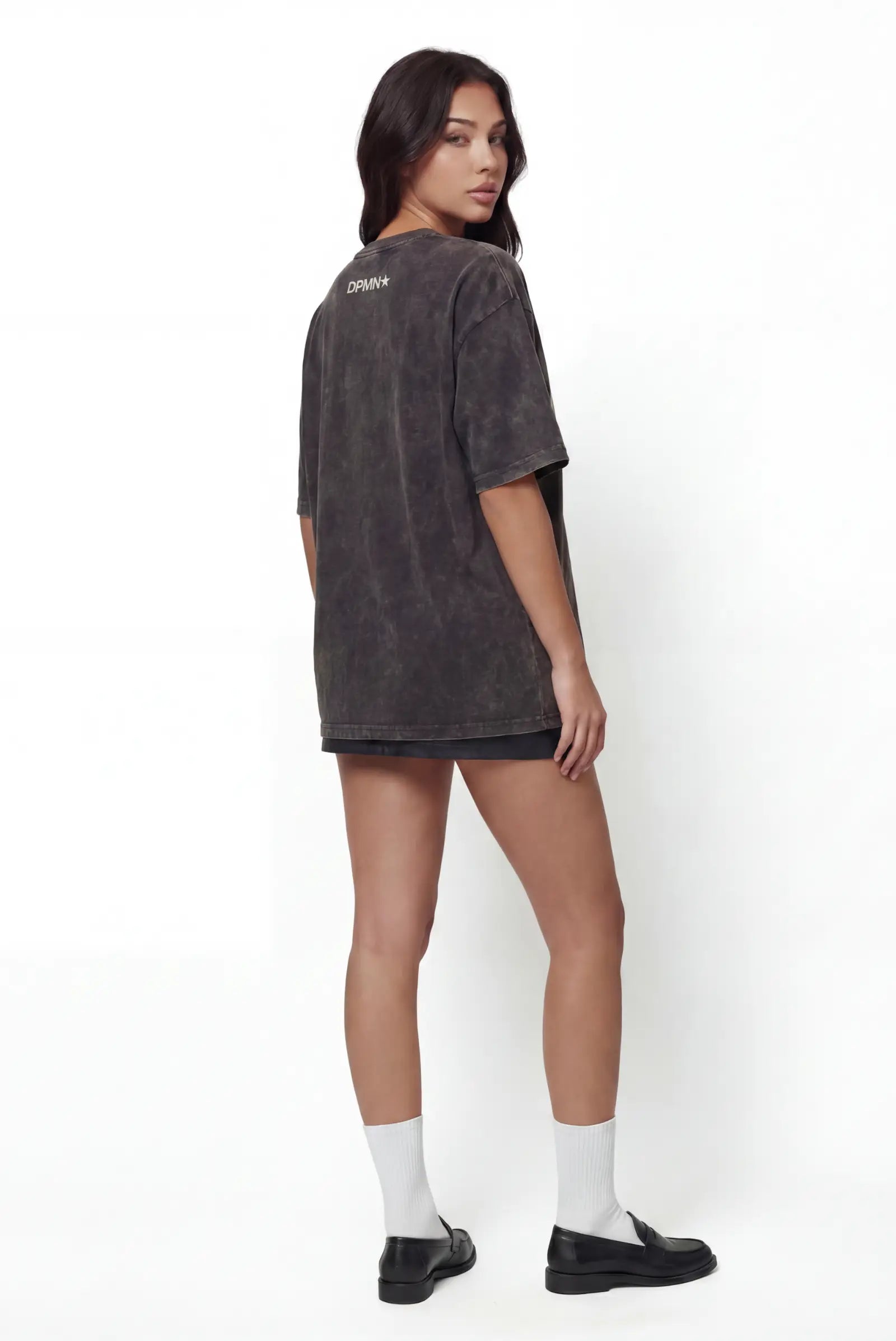 Peace Oversized Tee — Acid Washed Black