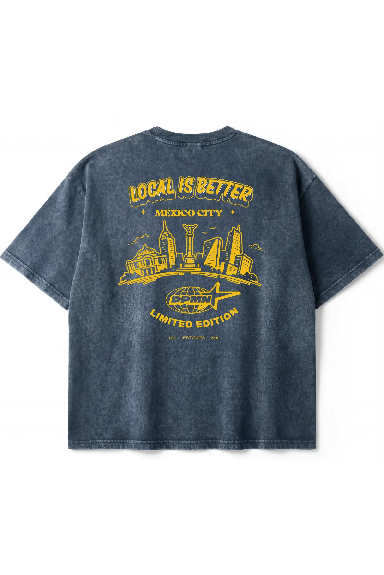 Local Is Better Oversized Tee — Washed Blue