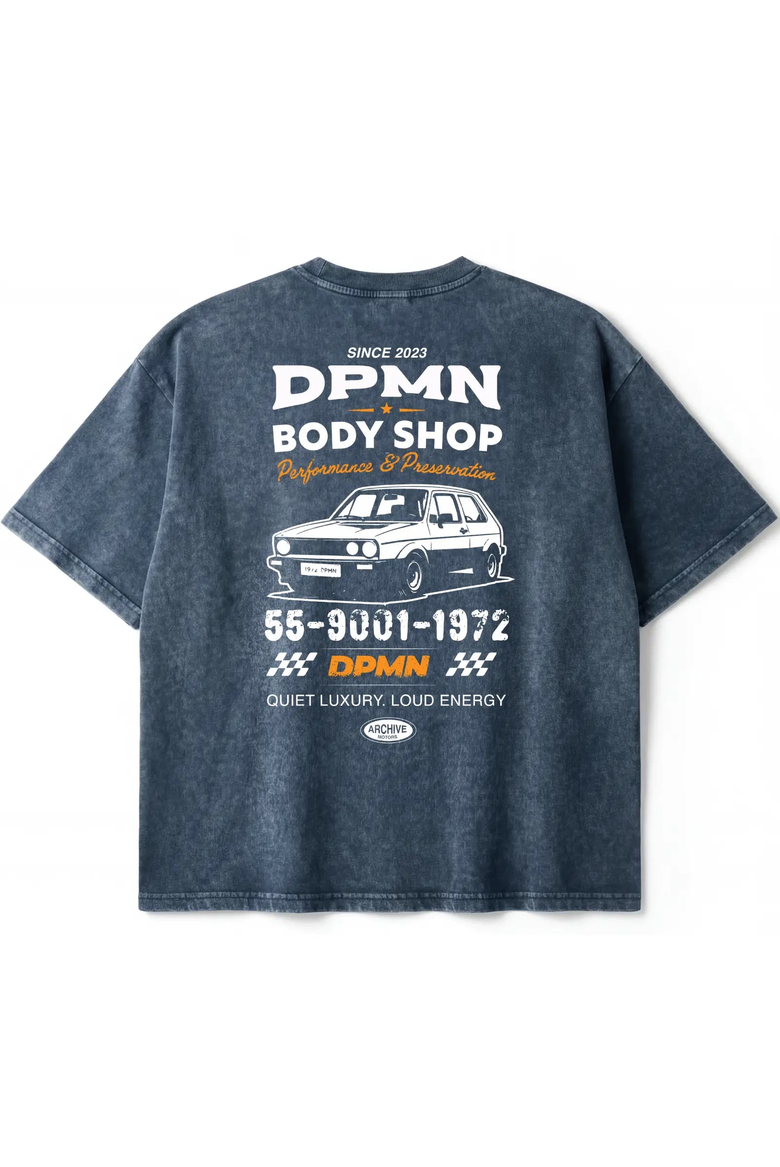 Archive Motors Oversized Tee — Washed Blue