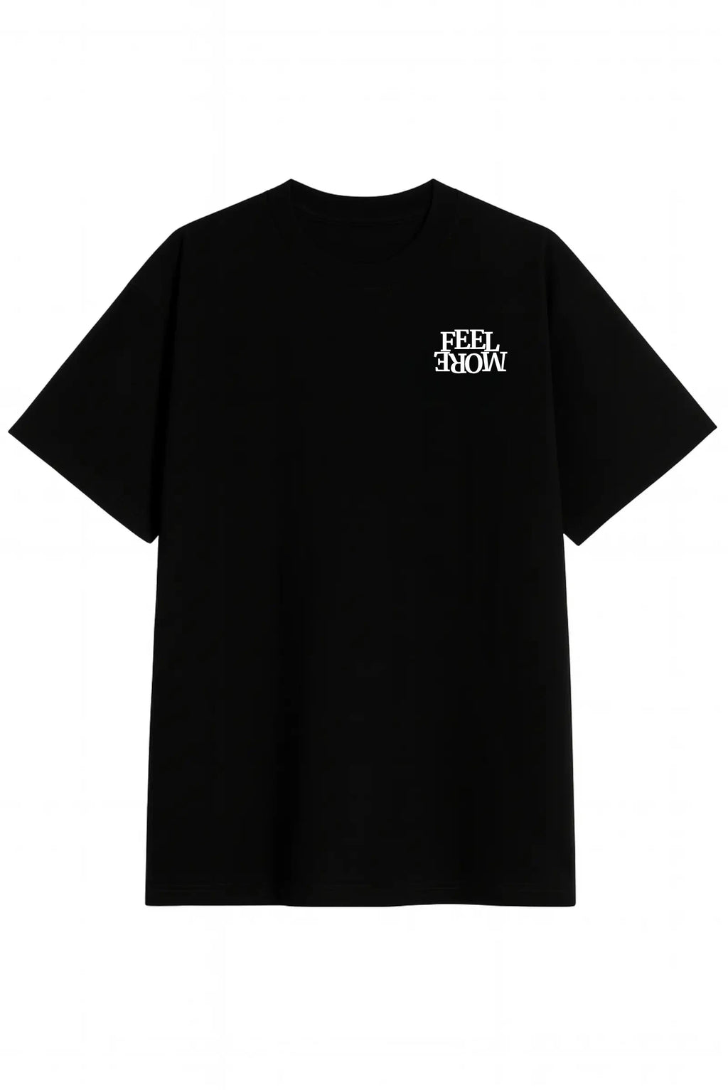 Playera negra unisex oversize con estampado Feel More de Dopamyn