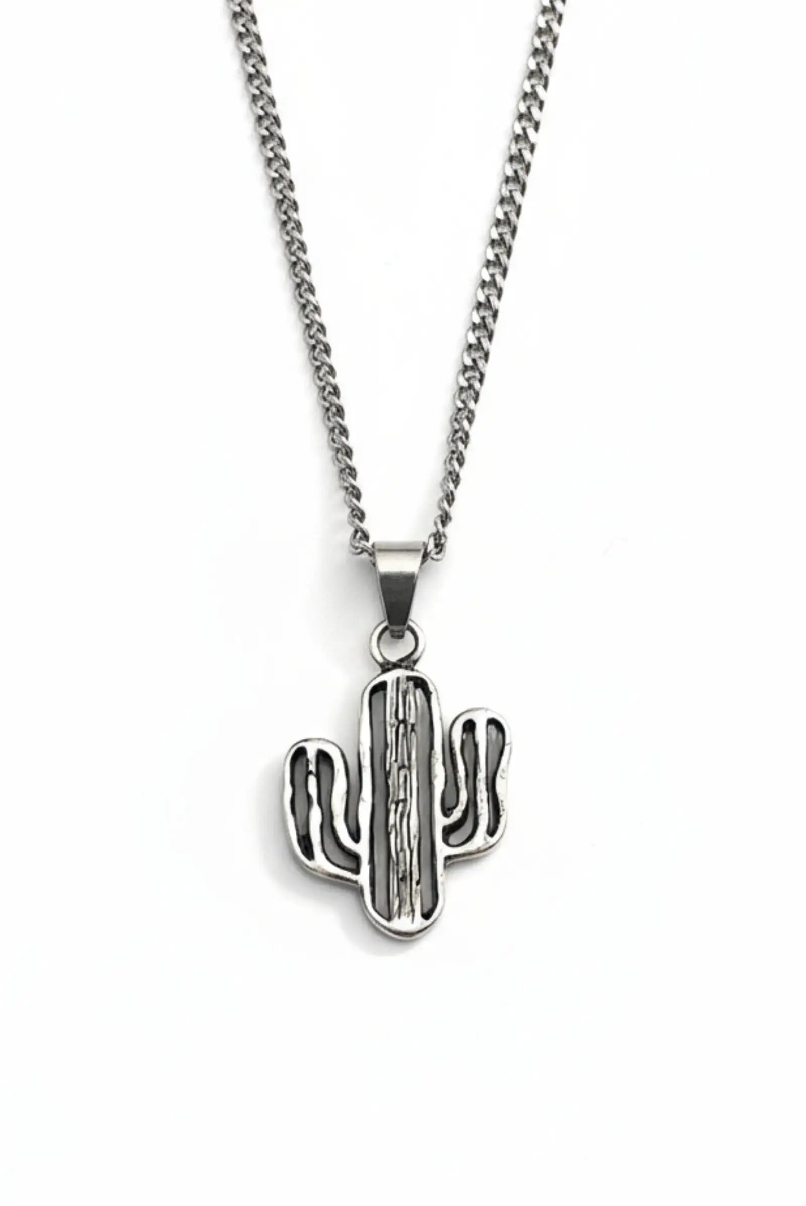 Collar cactus en plata esterlina para mujer u hombre, diseño artesanal y estilo minimalista DOPAMYN