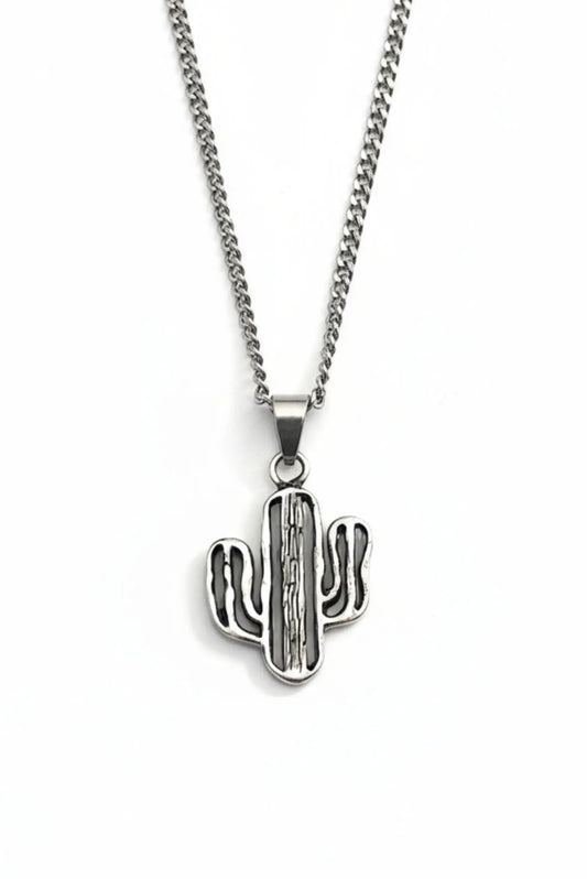 Collar cactus en plata esterlina para mujer u hombre, diseño artesanal y estilo minimalista DOPAMYN