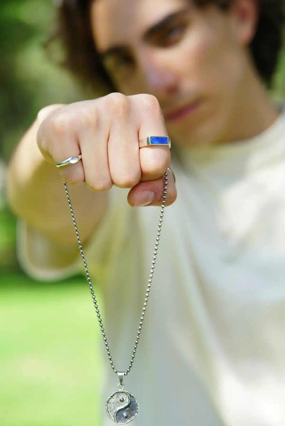 Anillo Oval en plata .950 unisex diseño minimalista artesanal DOPAMYN