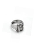 Anillo Summer en plata .950 con palmera grabada, acabado envejecido DOPAMYN