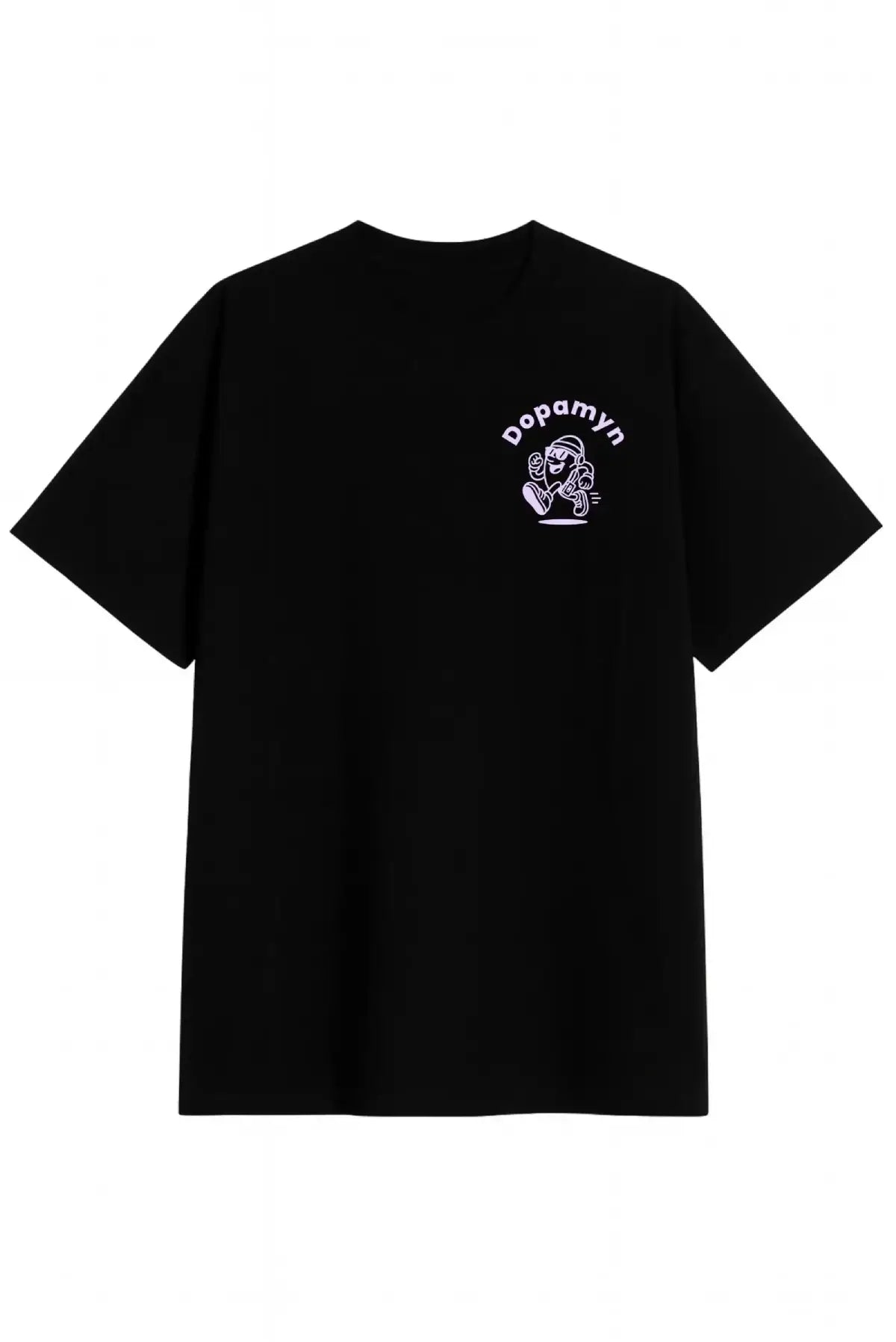 Playera negra oversize unisex Anti-Hustle Dopamyn con diseño gráfico en espalda