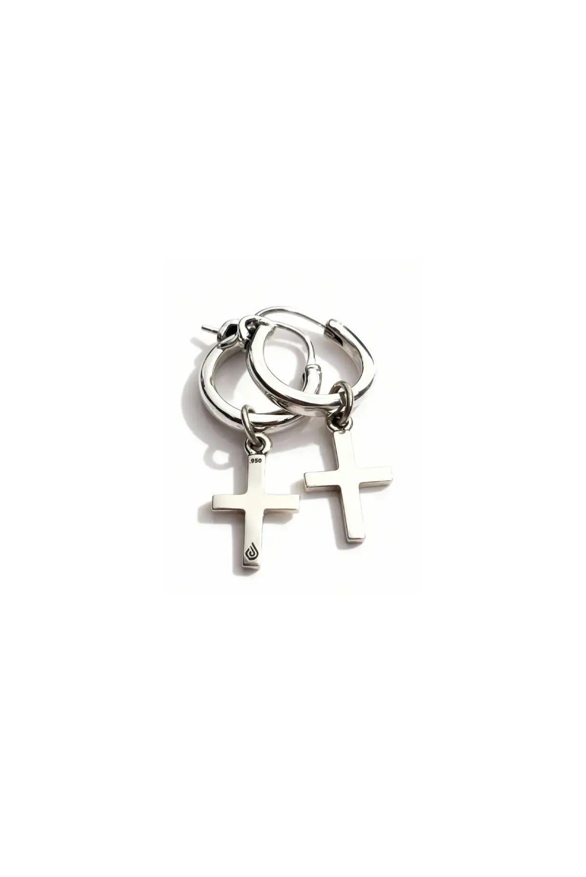 Aretes de Cruz de plata .950 joyería artesanal minimalista y unisex Dopamyn