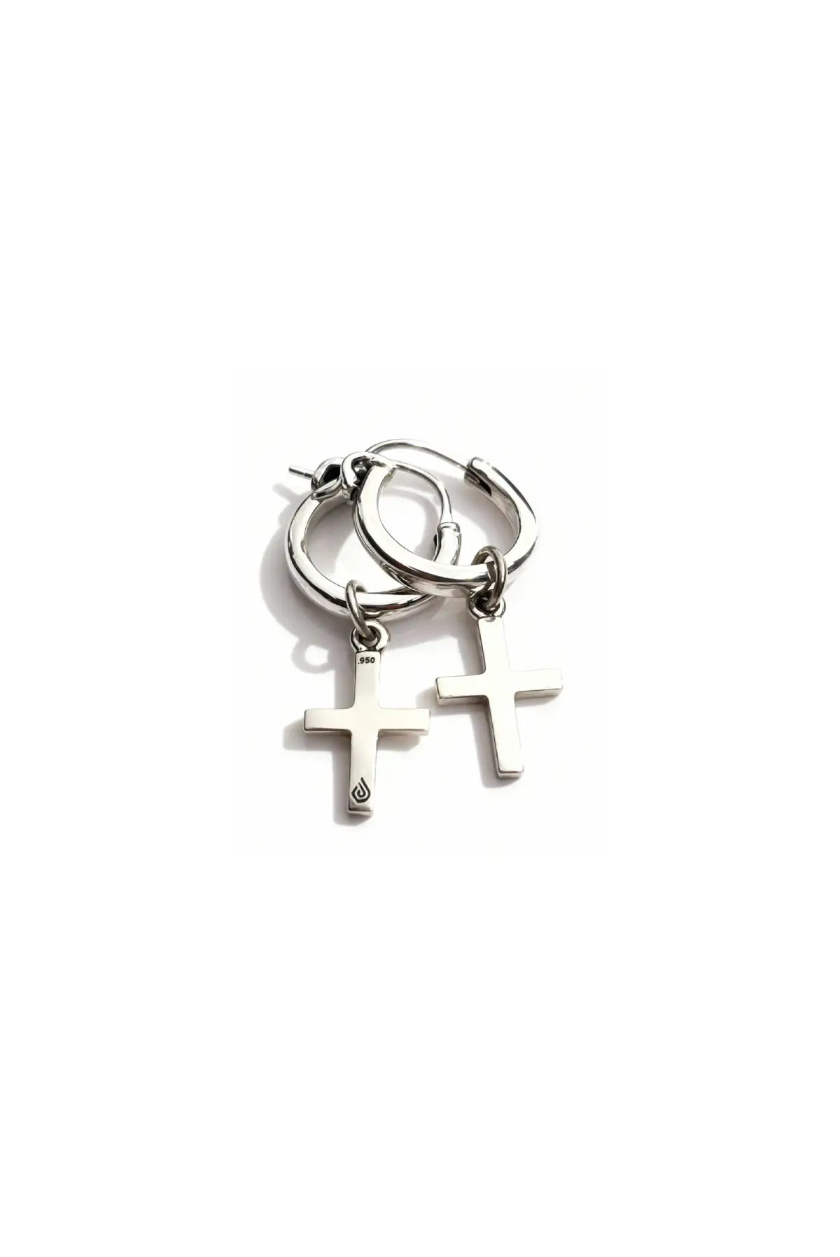 Aretes de Cruz de plata .950 joyería artesanal minimalista y unisex Dopamyn
