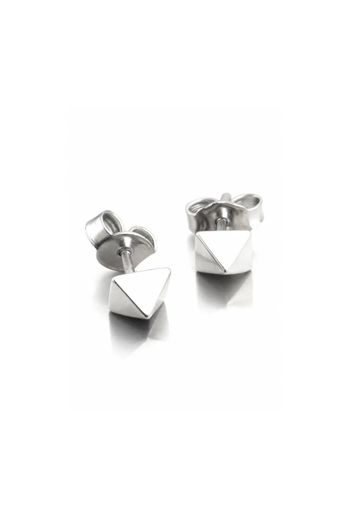 Aretes unisex Pyramid en plata esterlina, diseño geométrico hecho a mano con empaque bordado artesanal DOPAMYN