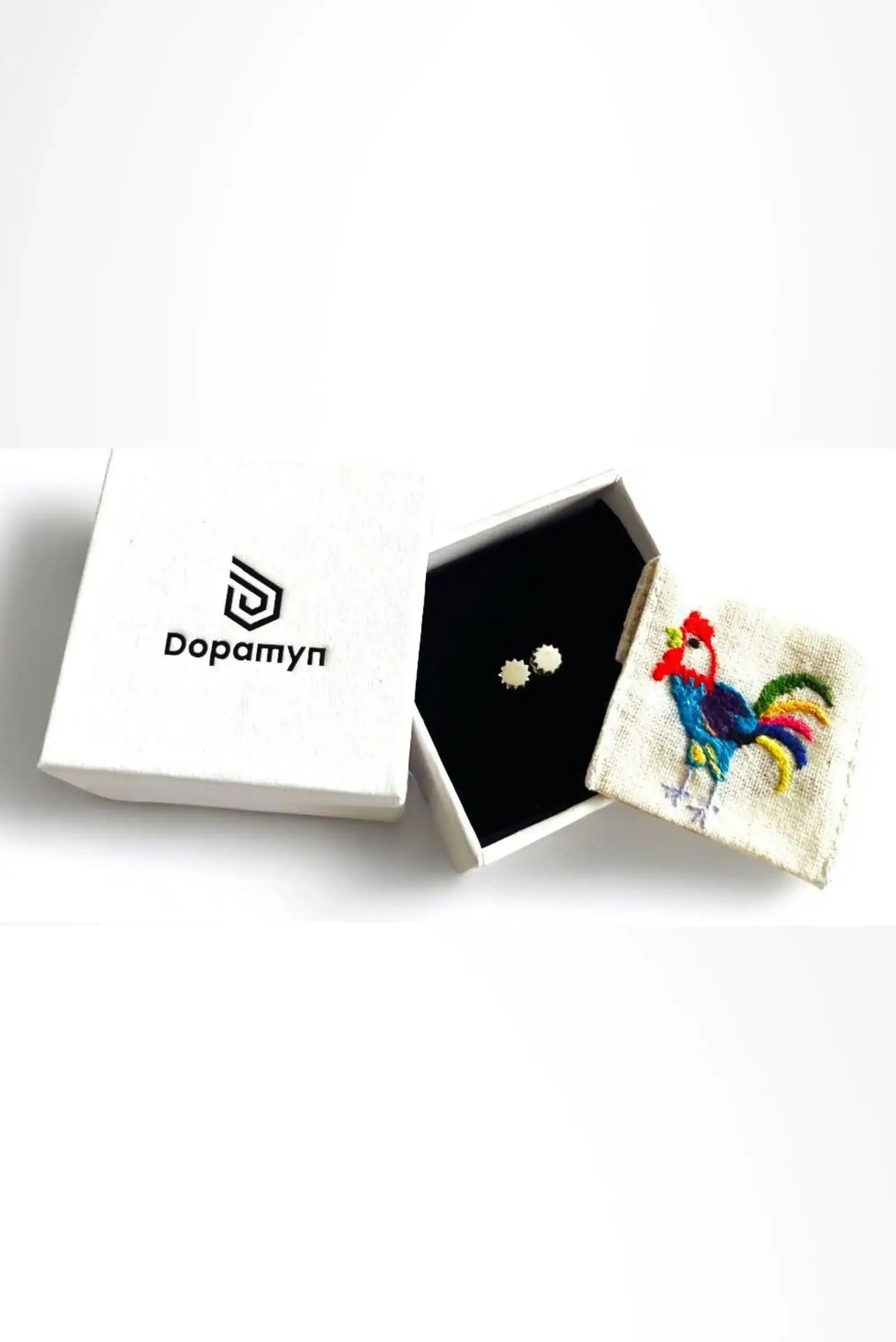 Aretes unisex Sun Sun en plata esterlina, diseño minimalista hecho a mano con empaque bordado artesanal DOPAMYN