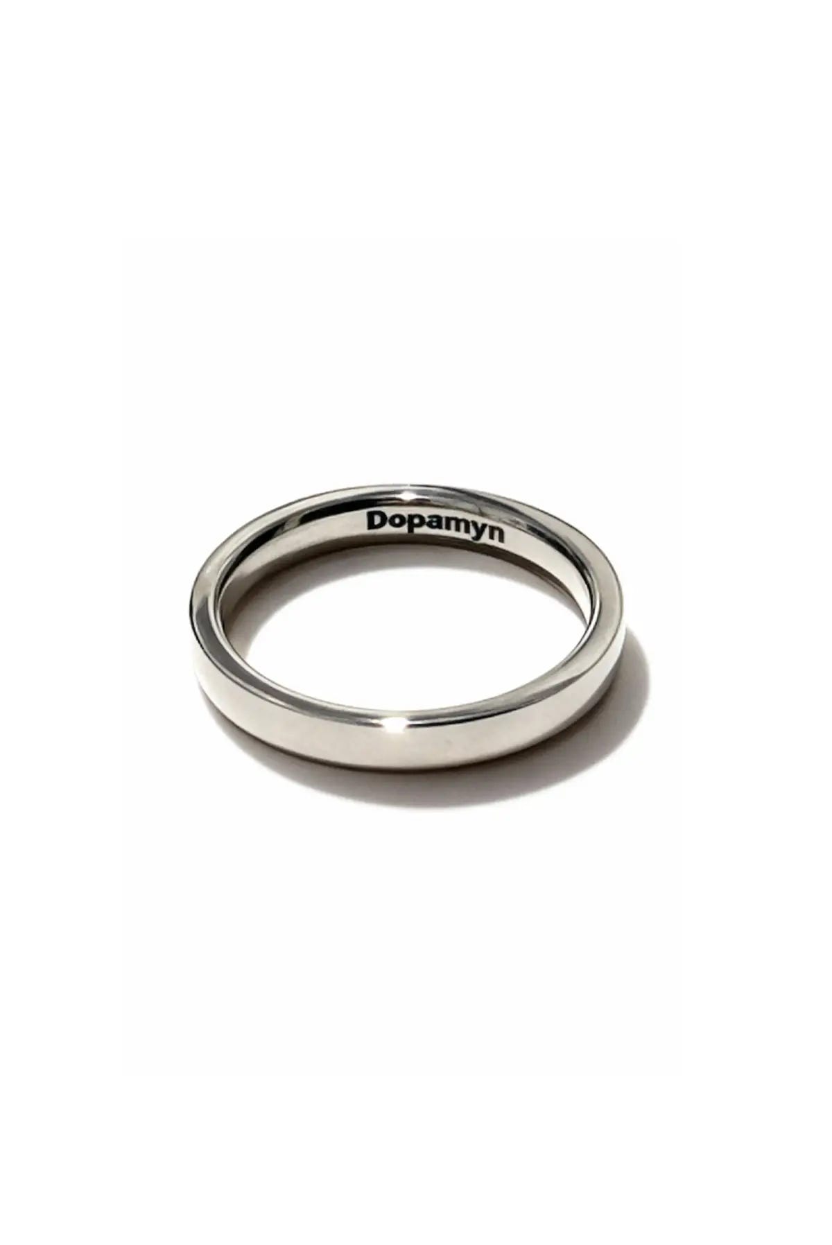 Anillo Círculo de la Vida en plata .950, diseño de banda delgada y minimalista con grabado Dopamyn