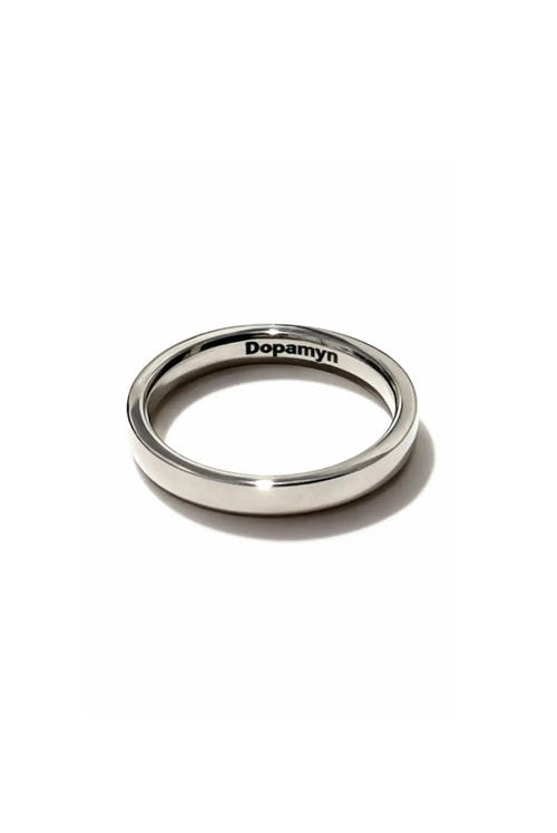 Anillo Círculo de la Vida en plata .950, diseño de banda delgada y minimalista con grabado Dopamyn