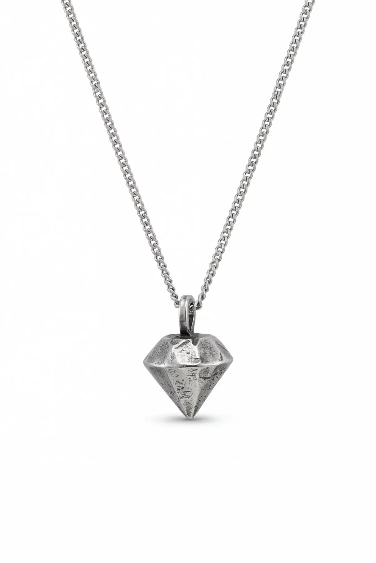 Collar Diamante en plata .950 con dije facetado, joyería DOPAMYN