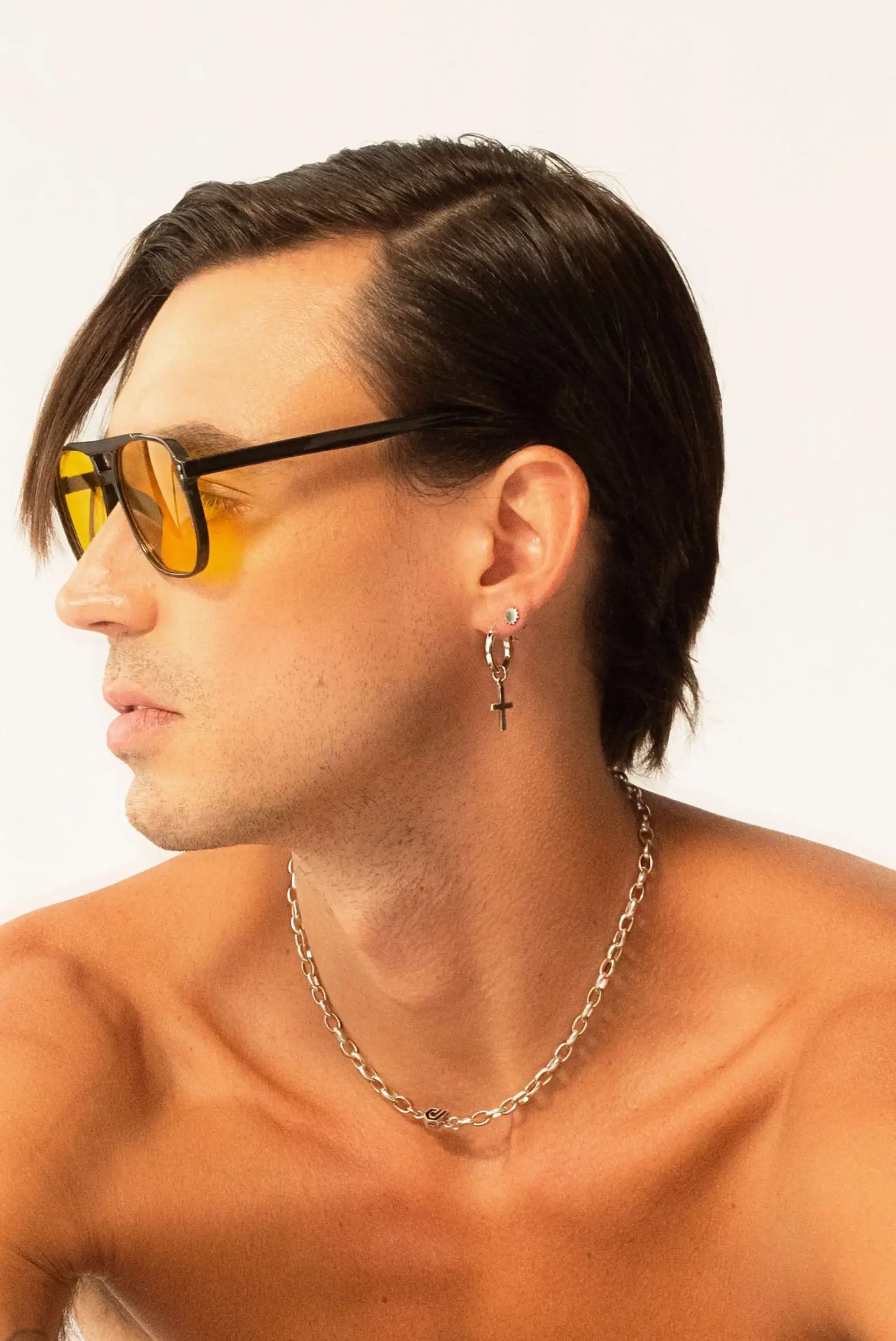 Collar unisex de eslabón grande en plata esterlina, modelo Orbit de Dopamyn