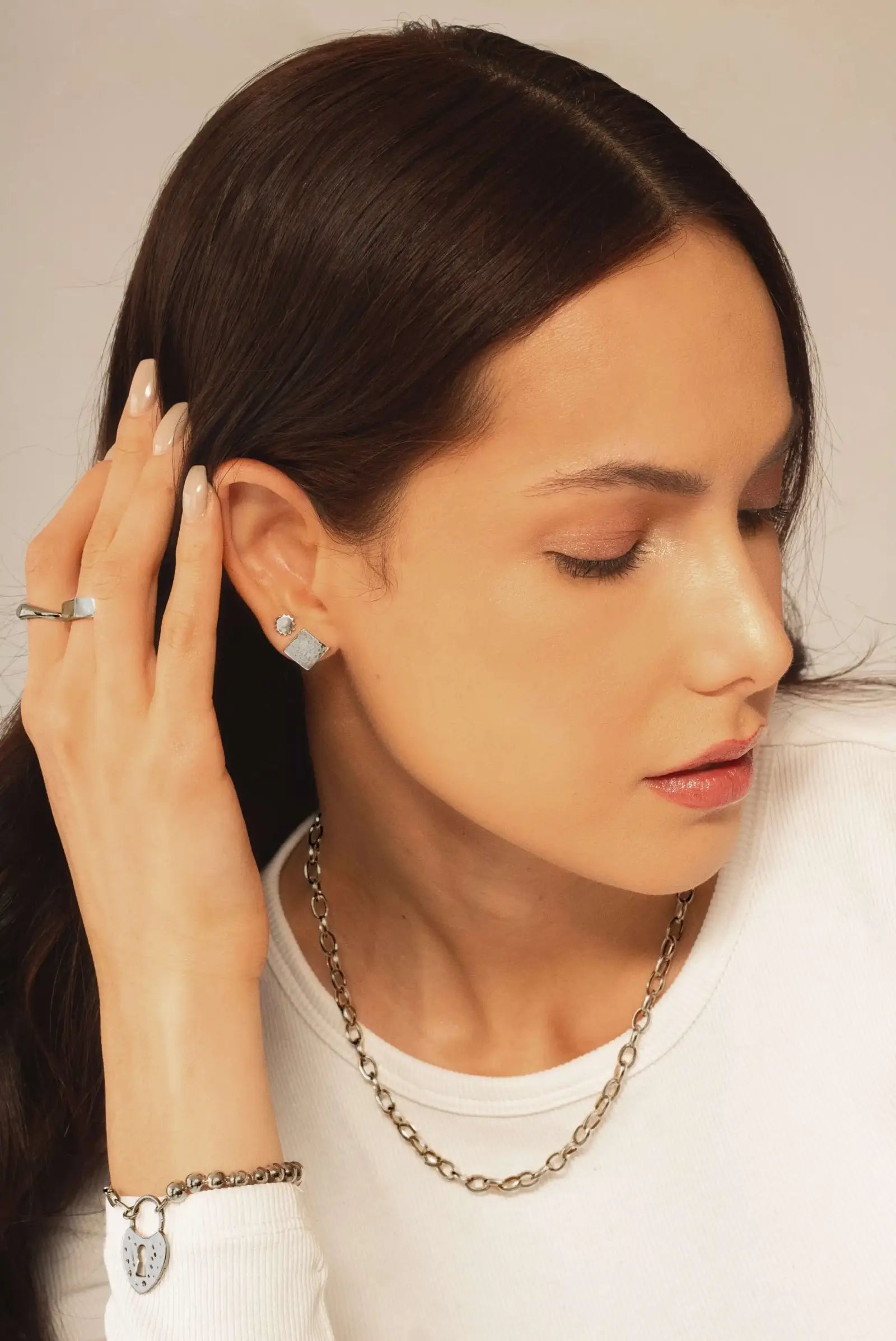 Collar unisex de eslabón grande en plata esterlina, modelo Orbit de Dopamyn