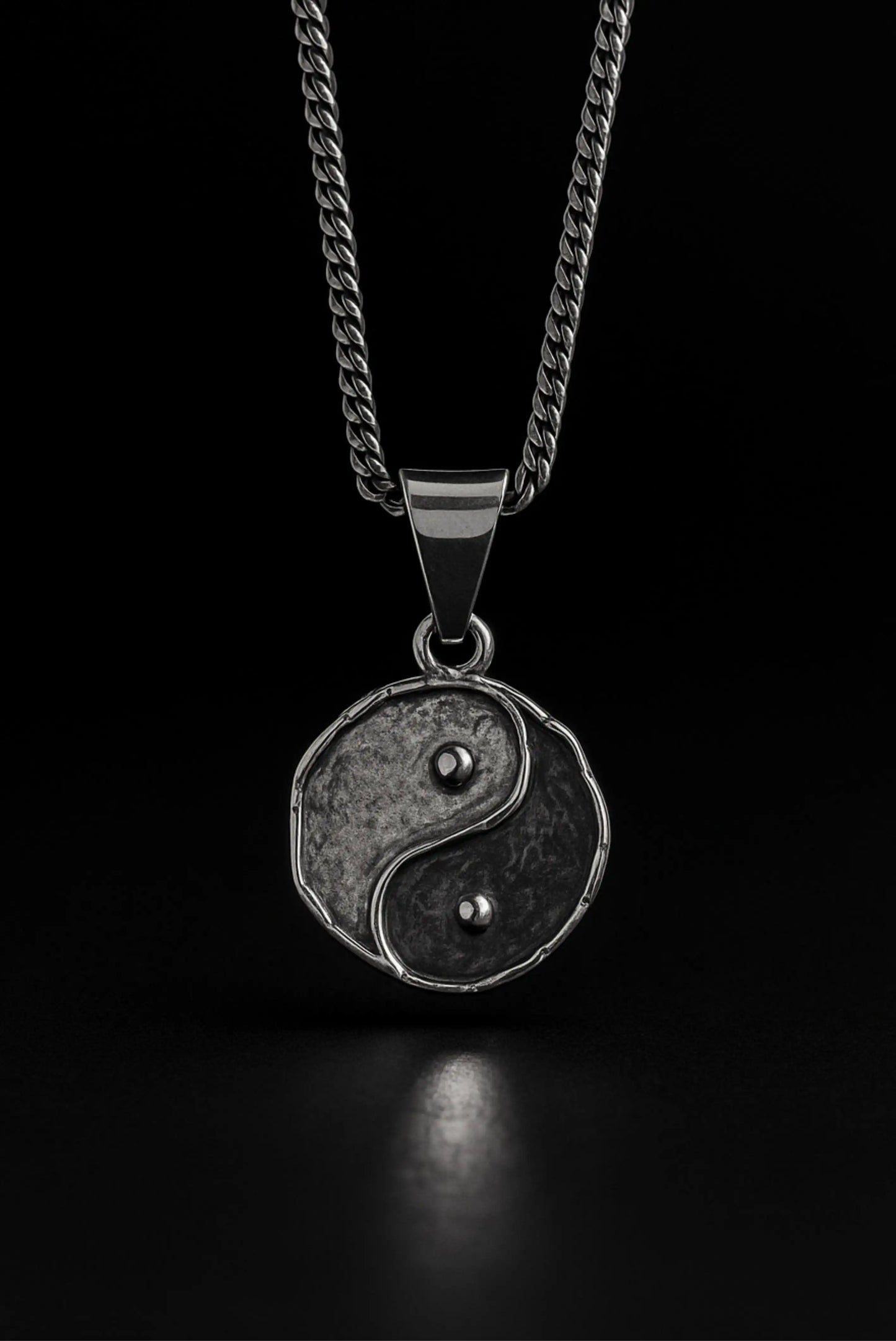 Cadena barbada y colgante Ying Yang en plata esterlina – DOPAMYN