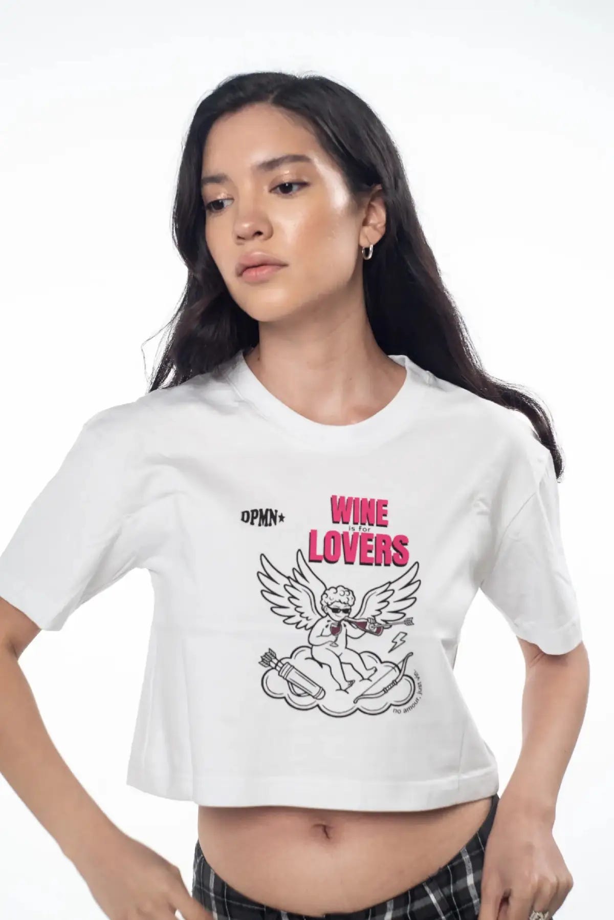Crop Top Wine Is For Lovers, detalle del estampado frontal