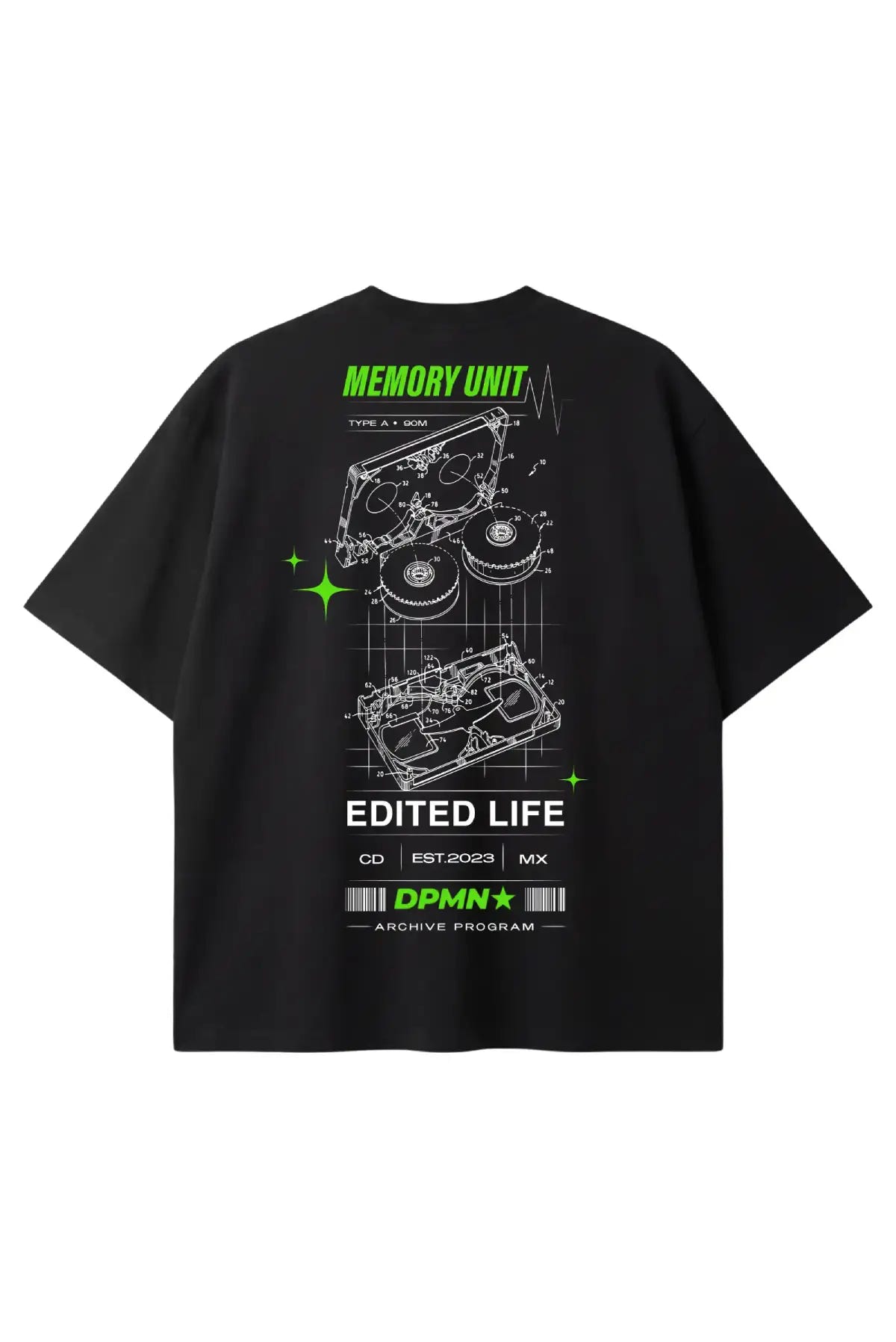 Edited Life Oversized Tee All Black, playera unisex DOPAMYN
