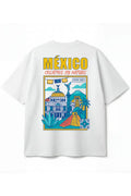 Playera blanca unisex de corte oversized con estampado México DOPAMYN