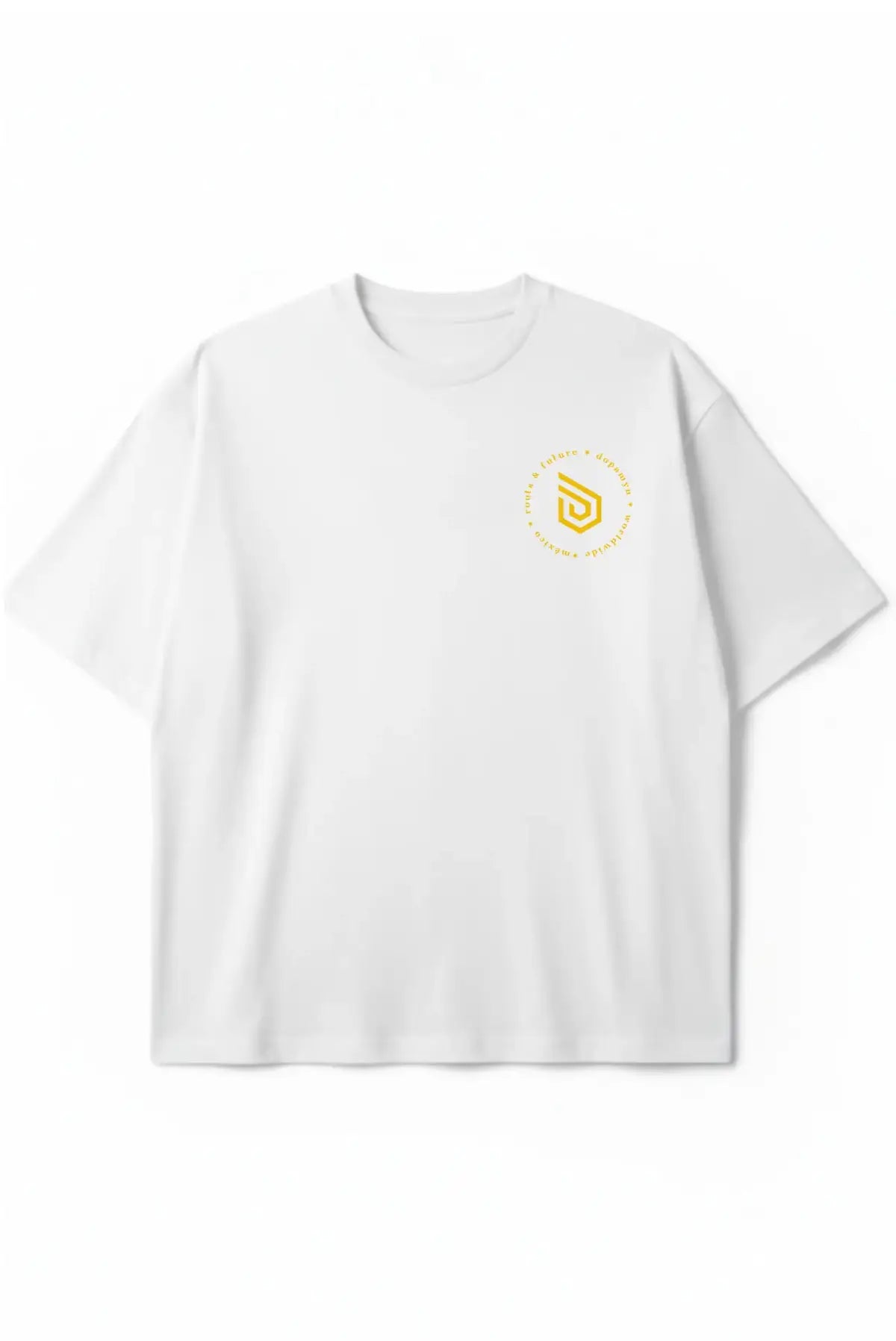 Playera blanca unisex de corte oversized con estampado México DOPAMYN