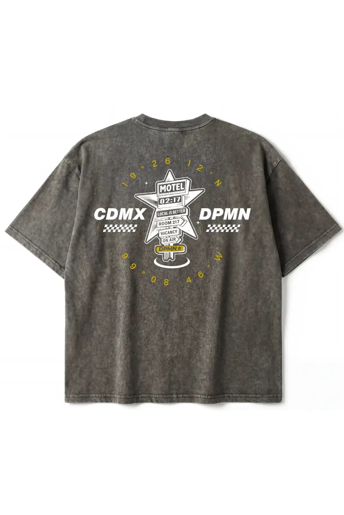 Motel Semi Oversized Tee Washed Grey, playera unisex acabado acid wash DOPAMYN