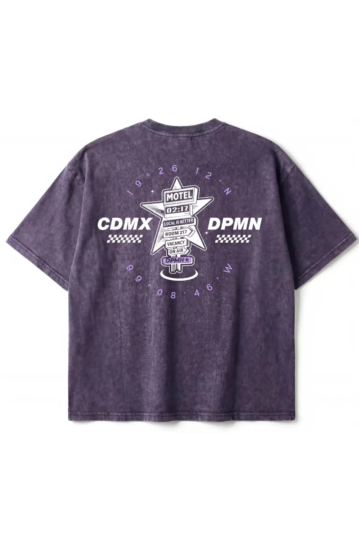 Motel Semi Oversized Tee Washed Purple, playera unisex acabado acid wash DOPAMYN
