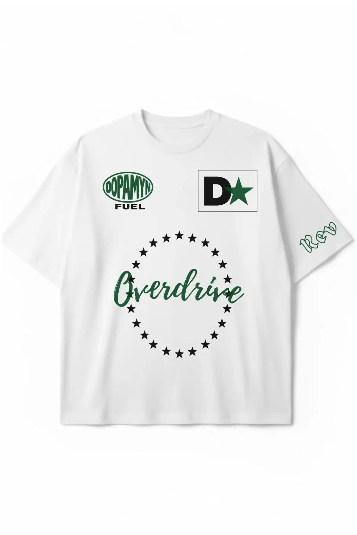 Playera Overdrive Oversized Tee unisex con estampado digital Dopamyn vista frontal