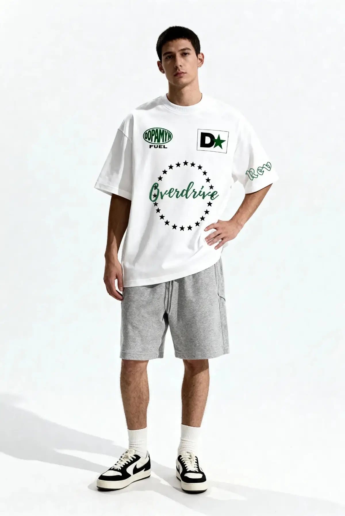 Playera Overdrive Oversized Tee unisex con estampado digital Dopamyn vista frontal