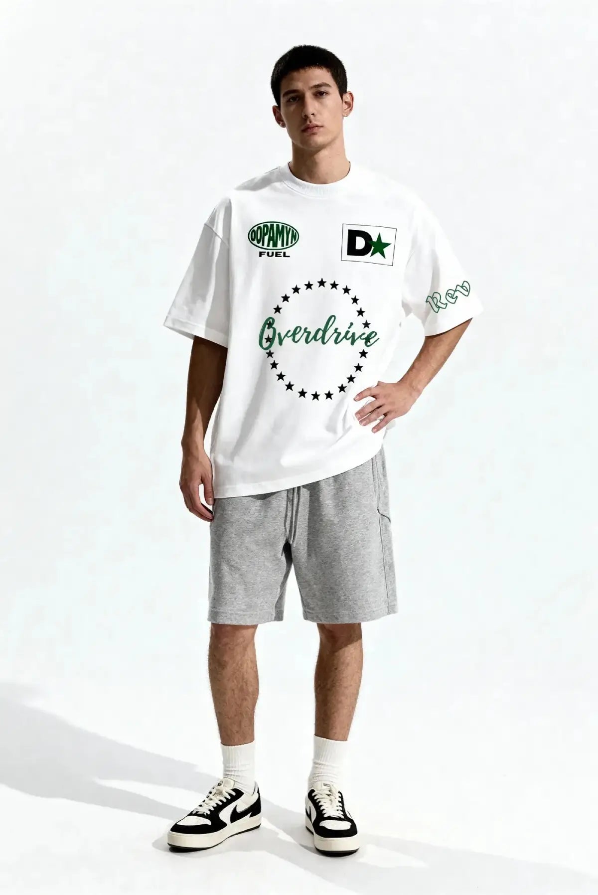 Playera Overdrive Oversized Tee unisex con estampado digital Dopamyn vista frontal