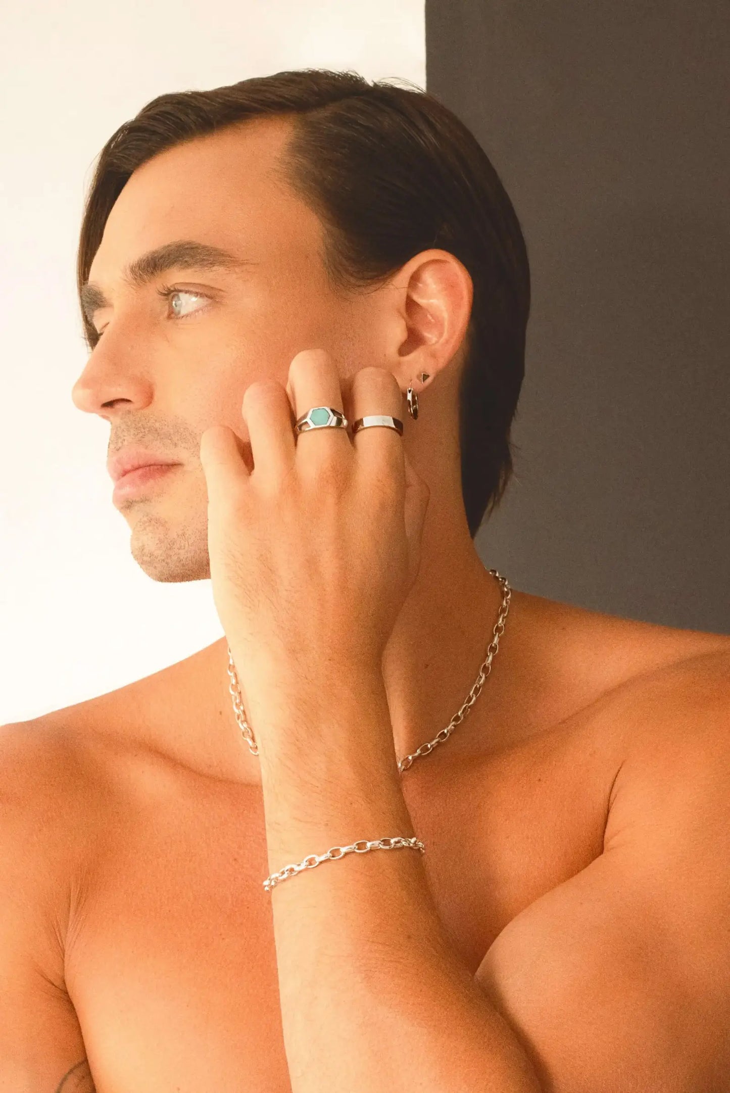 Pulsera unisex de eslabón grande en plata esterlina, modelo Orbit de Dopamyn