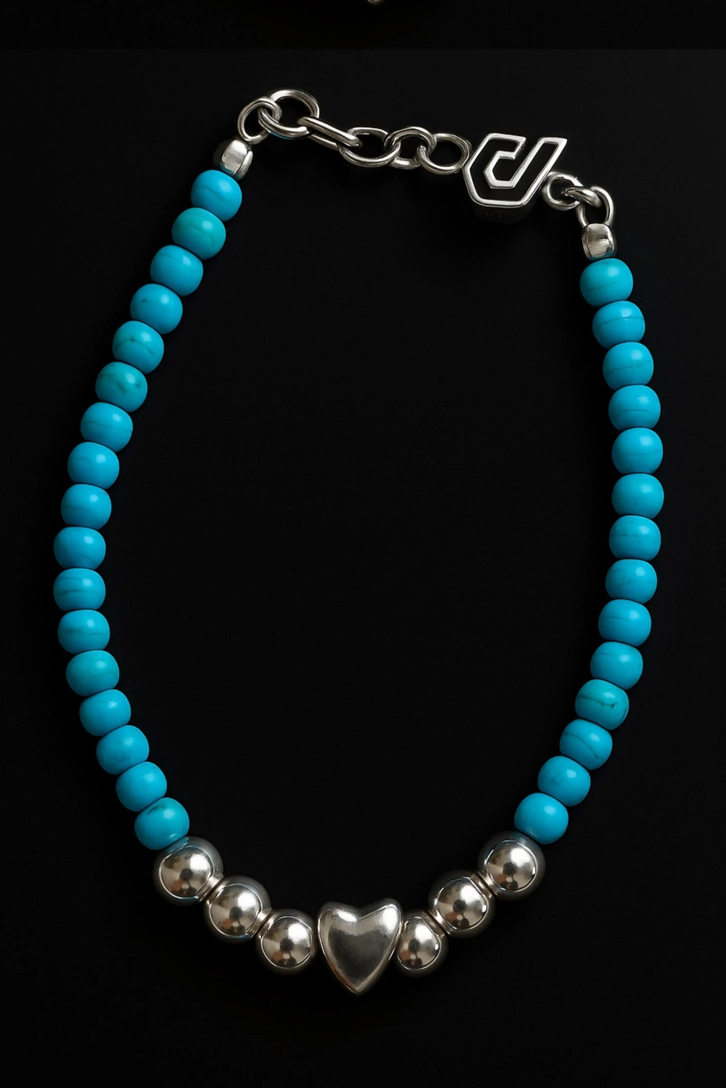 Pulsera con Turquesa natural y perlas en plata DOPAMYN