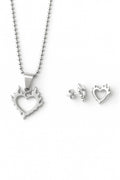 Set Heart on Fire con collar y aretes unisex de corazón en llamas, plata esterlina – DOPAMYN