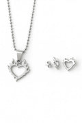 Set Heart on Fire con collar y aretes unisex de corazón en llamas, plata esterlina DOPAMYN