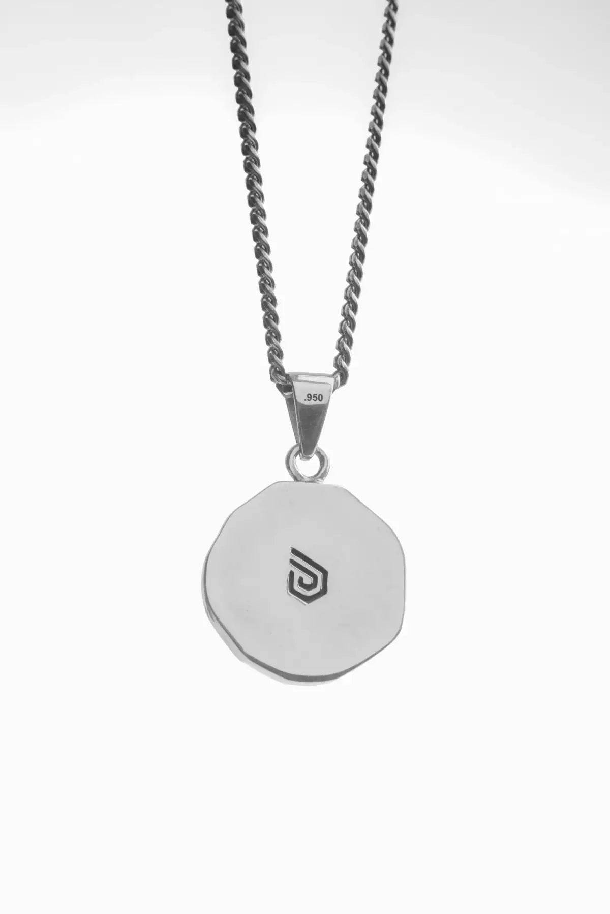 Set Ying Yang con cadena barbada y colgante Ying Yang en plata esterlina, más aretes cuadrados martillados Harmonia DOPAMYN