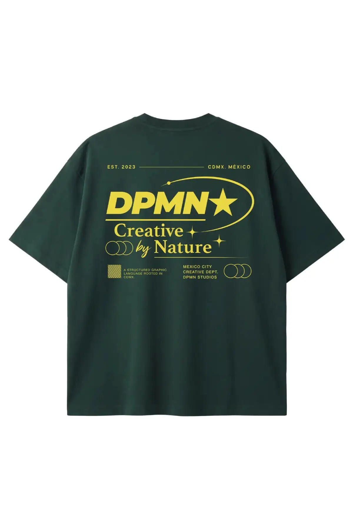 Signature DPMN Oversized Tee Dark Green, playera unisex DOPAMYN