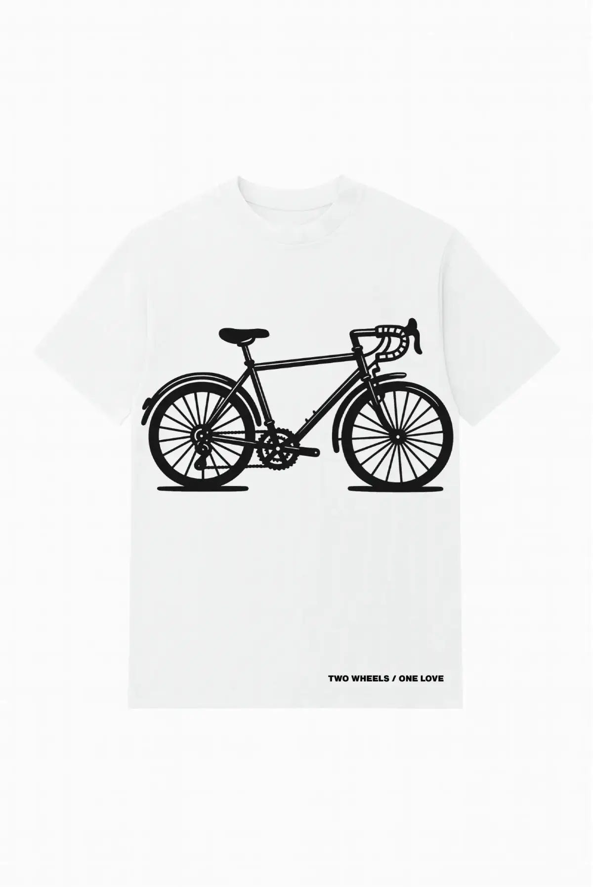 Two Wheels regular tee unisex Dopamyn estampado bicicleta con vista frontal
