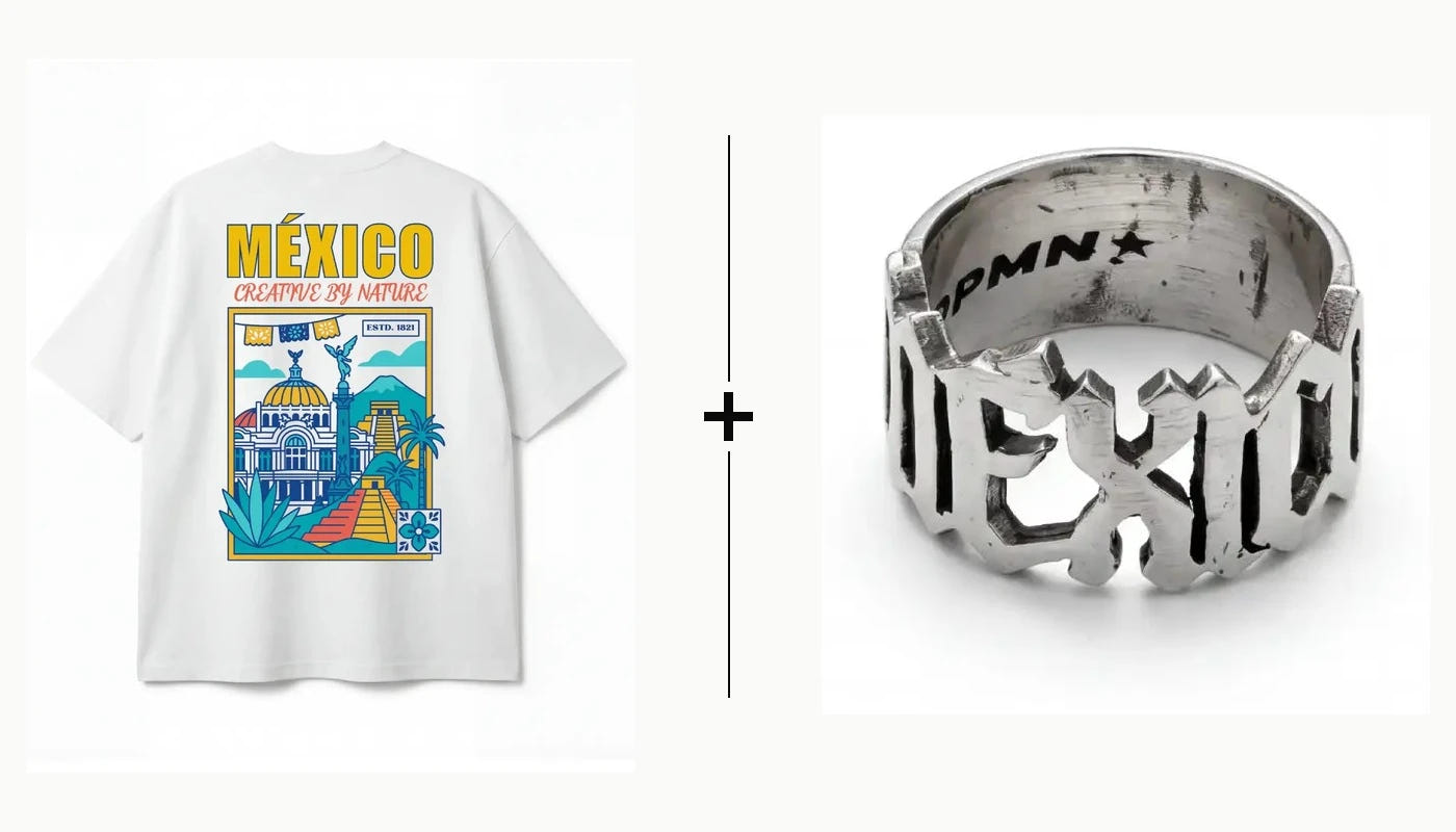 Bundle Anillo México y México Oversized Tee, lado a lado