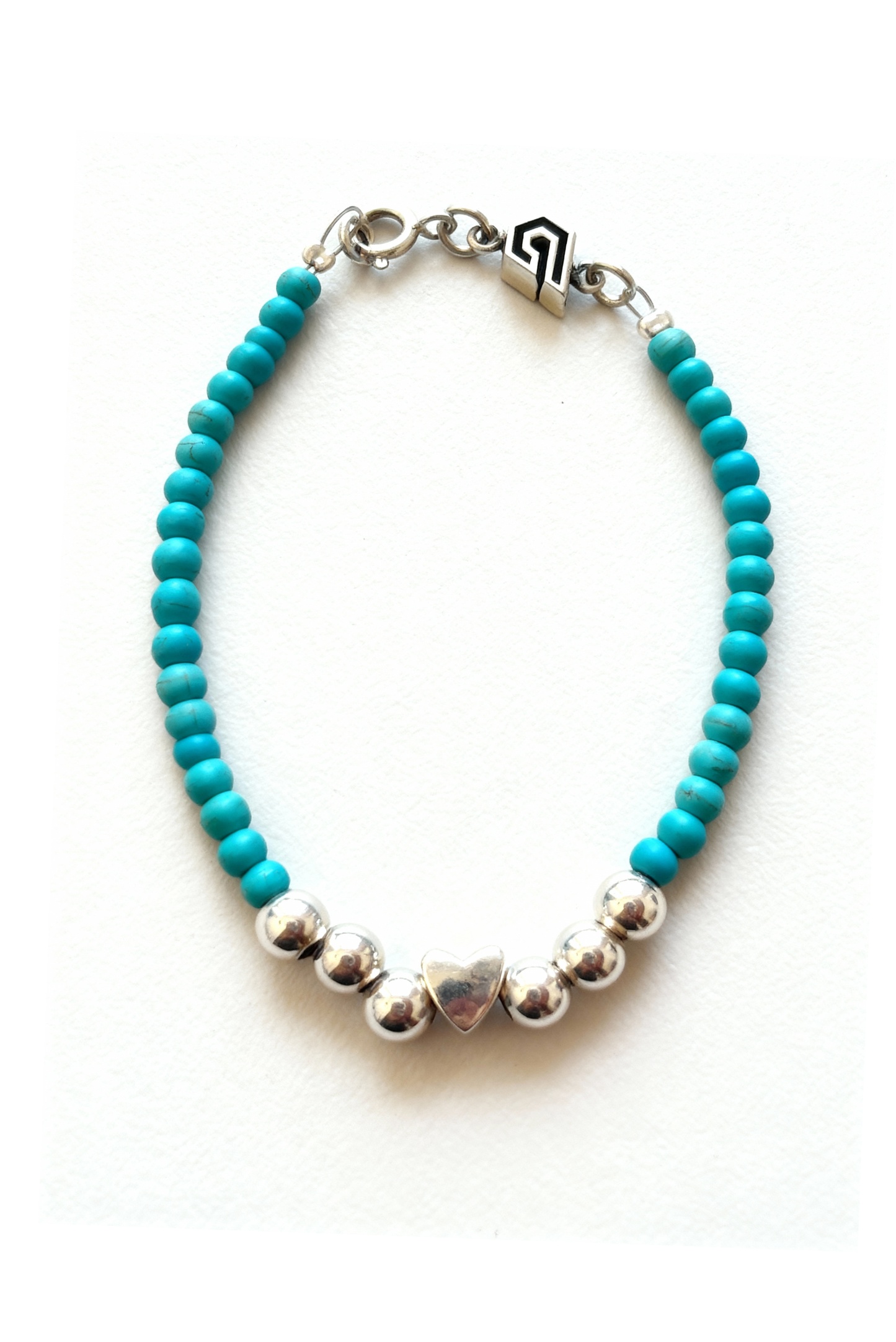 Pulsera con Turquesa natural y perlas en plata DOPAMYN