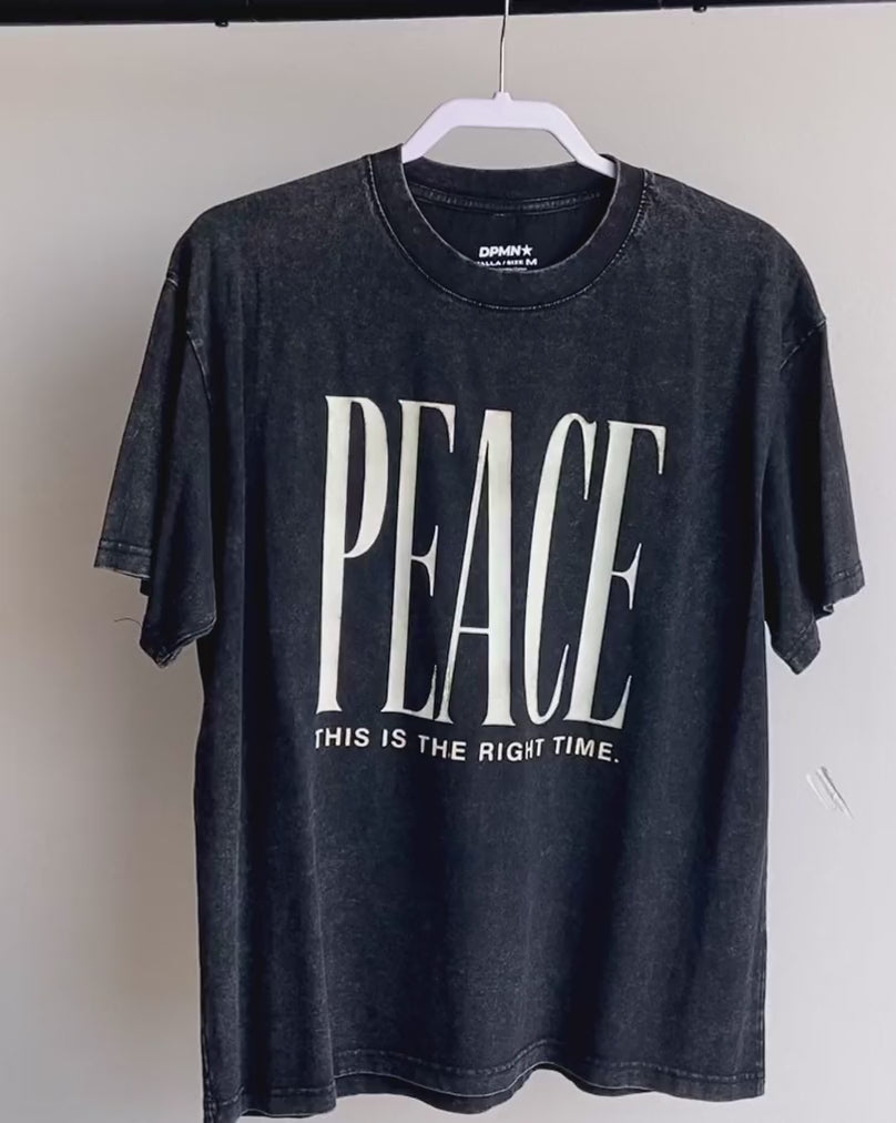 Peace Semi Oversized Tee — Washed Black