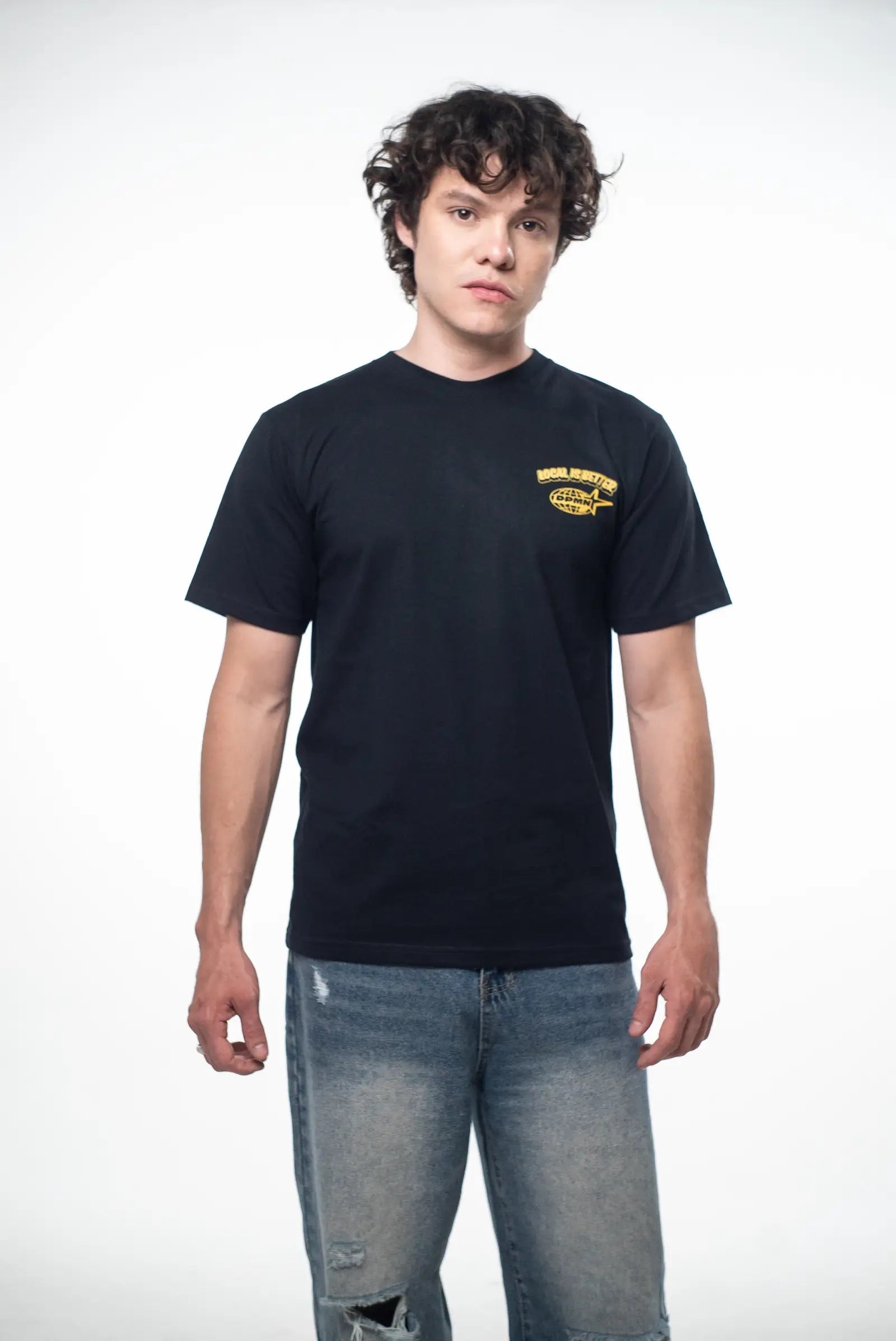 Local Is Better Regular Tee — All Black DOPAMYN