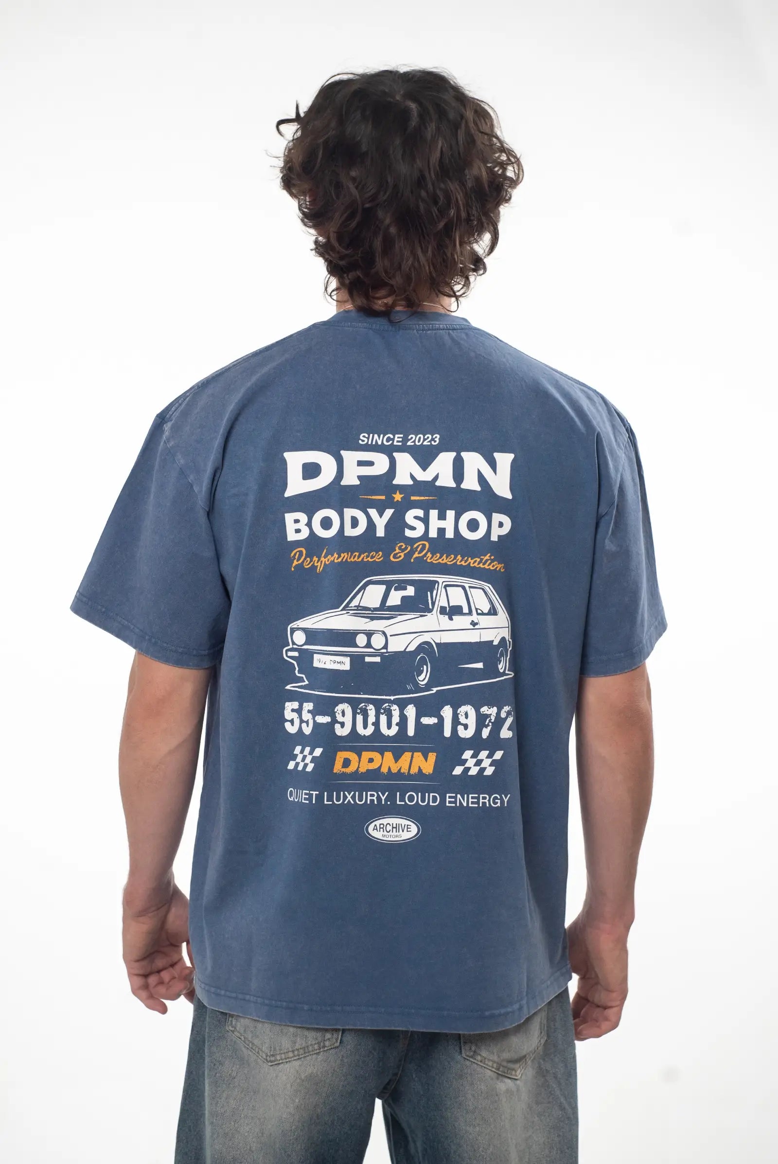 Archive Motors Oversized Tee — Washed Blue