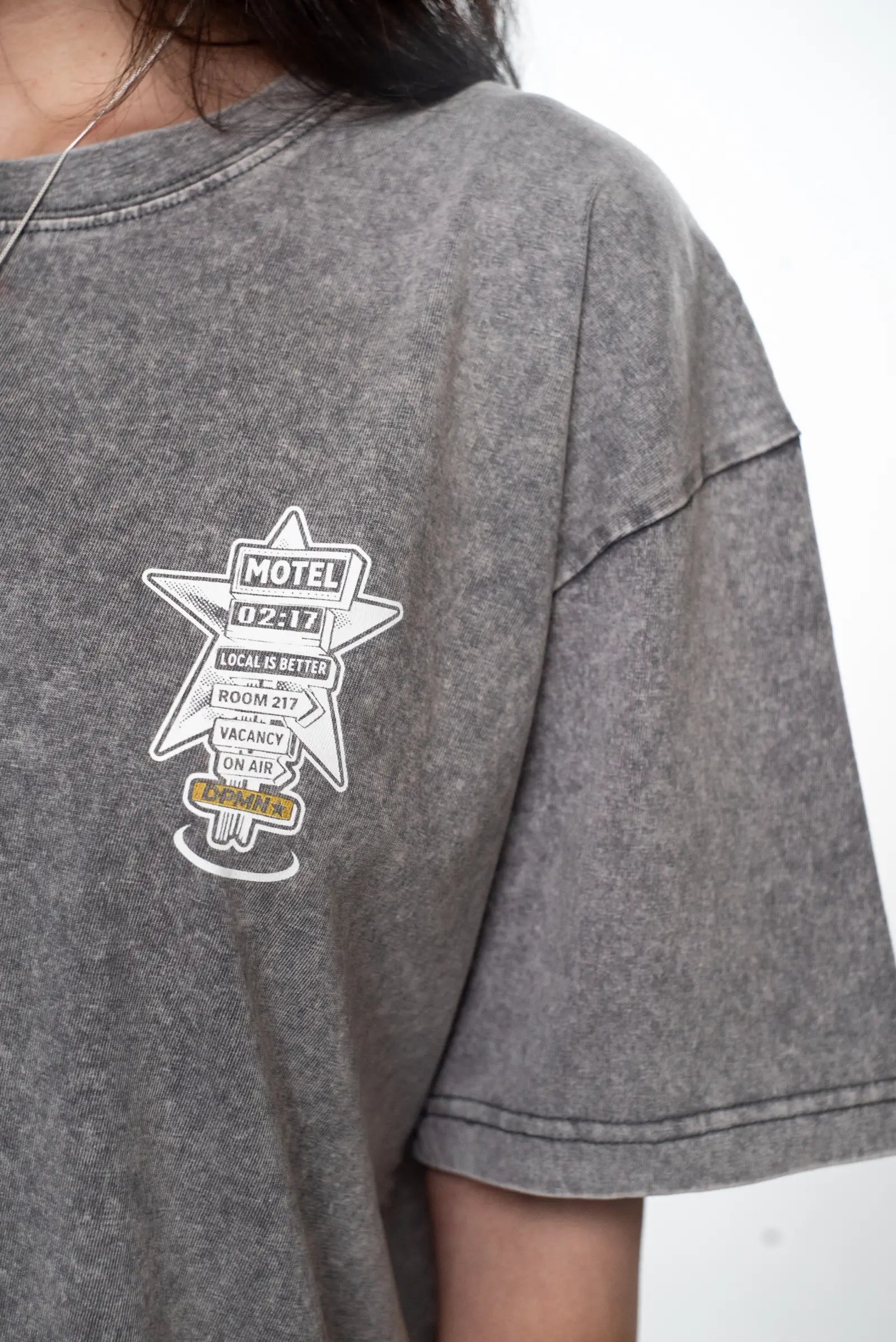 Motel Oversized Tee — Washed Grey