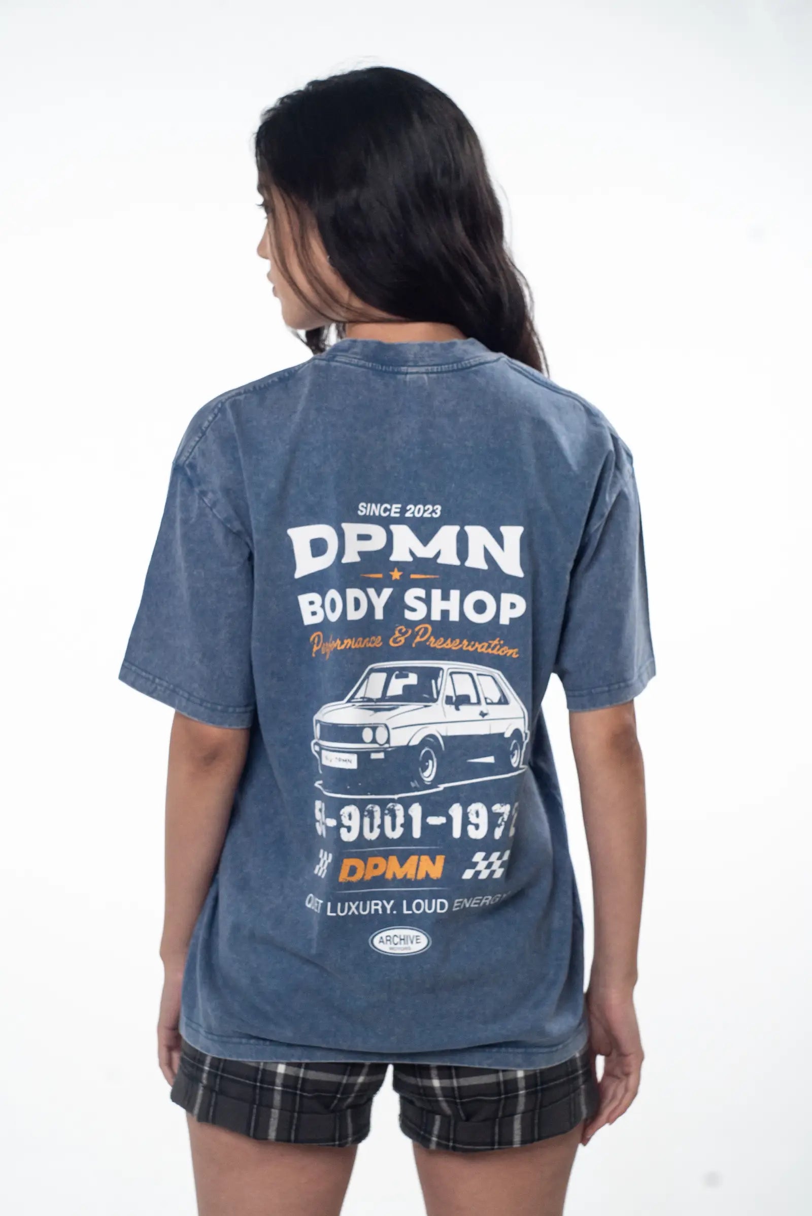 Archive Motors Oversized Tee — Washed Blue